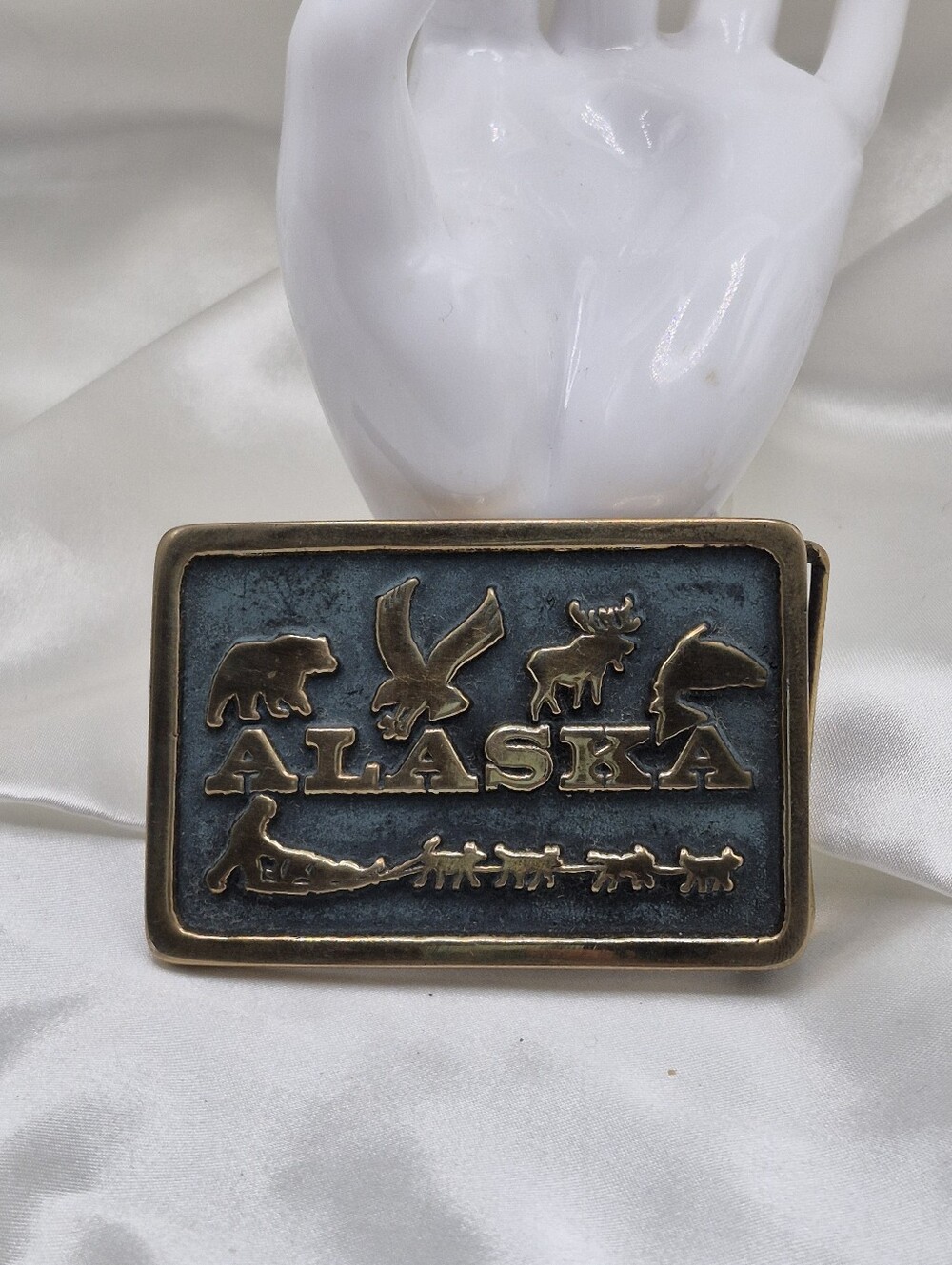 Alaska Brass Rectangular Belt Buckle - Vintage 1973 Ana Cortes Brassworks Ltd